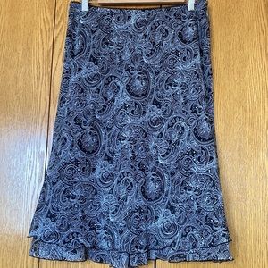 Notations paisley ruffle skirt below knee L